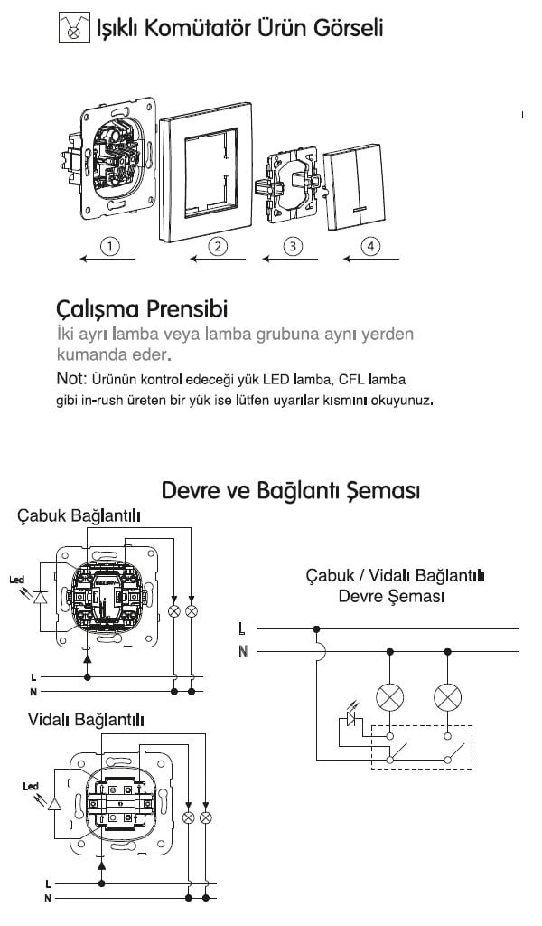 Işıklı Komutatör Bağlantı